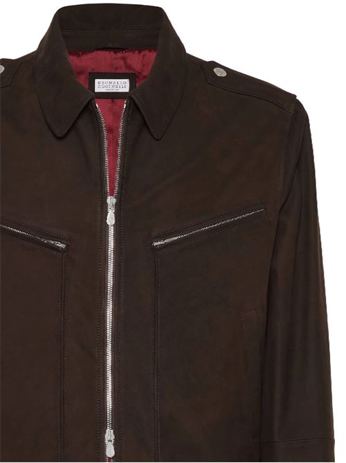 Cedar brown leather jacket Brunello Cucinelli | MPNWC2015C6943